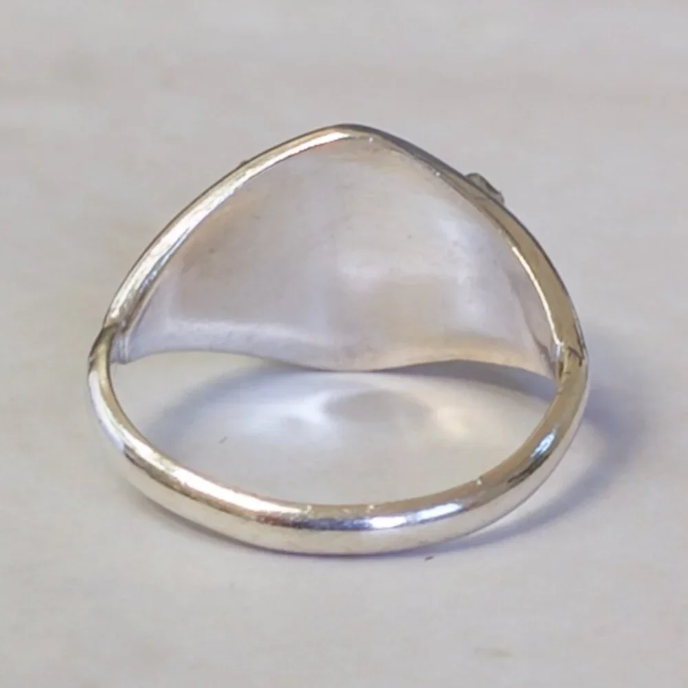 Sterling Silver Turquoise Trio Ring, Sz 5.25 — Southwest serrated bezel - Picture 6 of 13